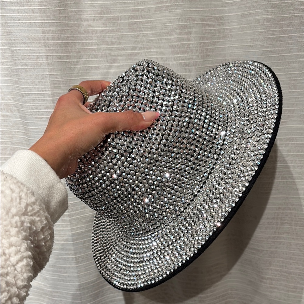 Silver Rhinestone Embellished Hat - Picture 2 of 2